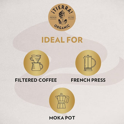 Lavazza ¡Tierra for Amazonia Whole Bean Coffee, Medium Roast, 100% Arabica, 10.5 oz Bag (pack of 6)