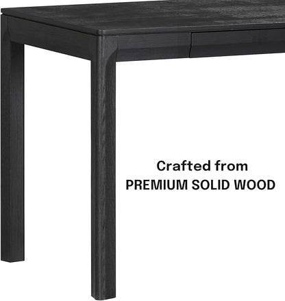 NTC Flow Modern Wooden Rectangle Desk Table with Hidden Drawer – Waterproof & Heat Resistant, Burnt Black