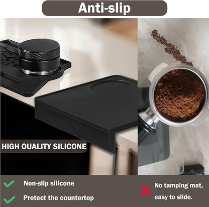 Espresso Tamping Mat - 2PCS Coffee Tamper Mat Food Grade Silicone 6mm Thick Waterproof Heat Resistant Tamp Mat Station for Espresso Machine Accessories, Multi-Use for 51/53/58mm Portafilters Matt