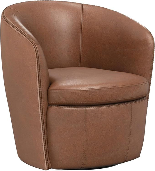 Parker Living Barolo - Vintage Whiskey 100% Italian Leather Swivel Club Chair