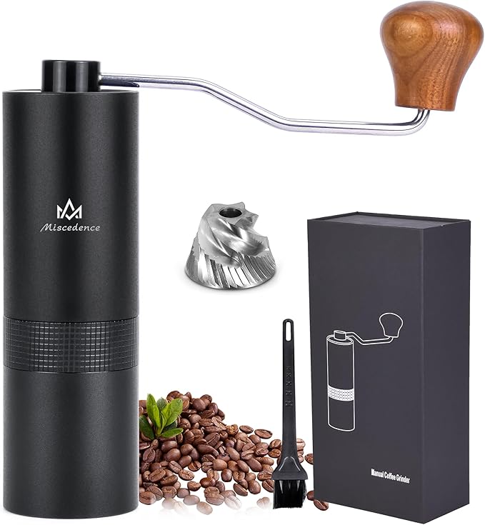 Manual Coffee Bean Grinder Internal Adjustable Setting Double Bearing Positioning, hand burr coffee grinders for home use Perfect for Camping