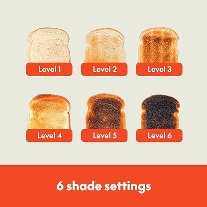 bella 2 Slice Slim Toaster, Fits-anywhere™ Kitchenware, 6 Setting Shade Control with Reheat & Cancel Buttons, Fits Sourdough, 10” Long Slot, Anti Jam & Auto Shutoff, 900 Watt, Seaglass