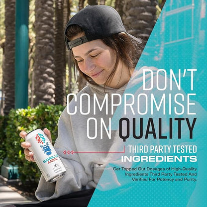 Gorilla Mind Energy Drink | Unmatched Energy · Amplified Focus | N-Acetyl-L-Tyrosine, Alpha-GPC, 200mg Caffeine, Uridine, Saffron | 0 Sugar Or Artificial Colors | 16oz, 12-Pack (Blue Raspberry)