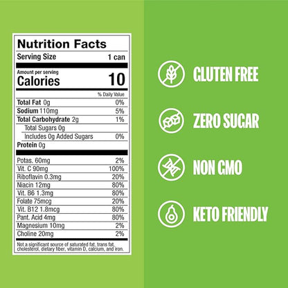 ZOA Zero Sugar Energy Drinks, Green Apple - Sugar Free with Electrolytes, Healthy Vitamin C, Amino Acids, Essential B-Vitamins, and Caffeine from Green Tea - 12 Fl Oz (12-Pack)