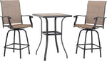 Load image into Gallery viewer, PHI VILLA 3 PCS Patio Swivel Bar Sets Textilene High Bistro Sets with 2 Outdoor Bar Stools and 1 Square Bar Table, Brown