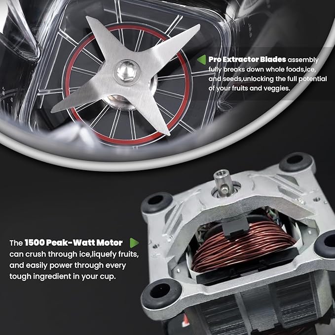 Commercial Blender, 1500W Vacuum Blender for Less Foam, Professional-Grade Quiet Shield, Kitchen Timer, 9 Speeds, 6 Programs for Smoothies, Frozen Drinks, Self-Cleaning, 64oz Bulk Production