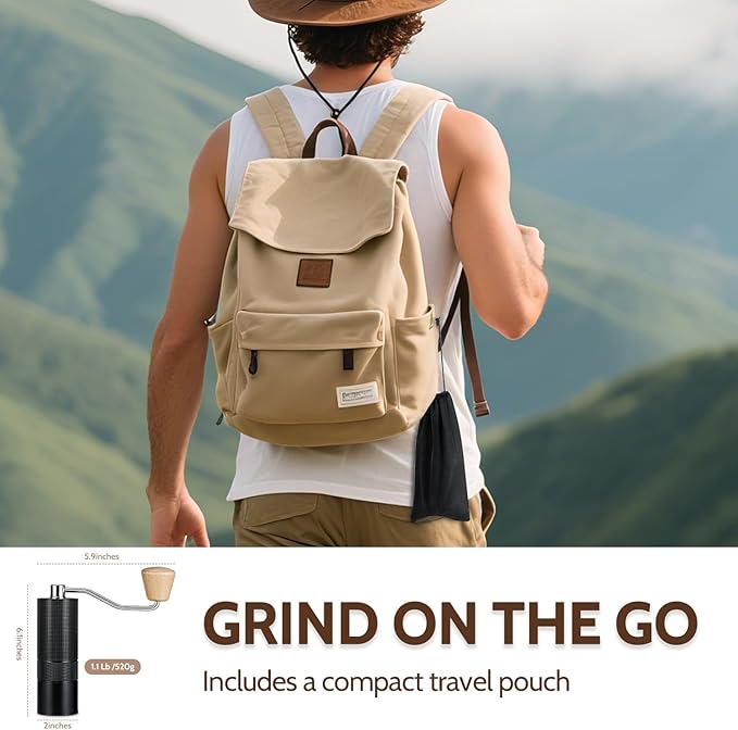 Manual Coffee Grinder, 420 Stainless Steel Conical Burr Hand Coffee Bean Grinder, Adjustable Grind Setting For Espresso, Pour Over, French Press (Black)