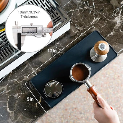 watchget Anti-Slip Silicone Espresso Tamping Mat - Thick 5" x 12" Coffee Tamper Pad - Perfect for Baristas, Home Brewing, and Portafilters - Sturdy, Heat Resistant, Easy to Clean