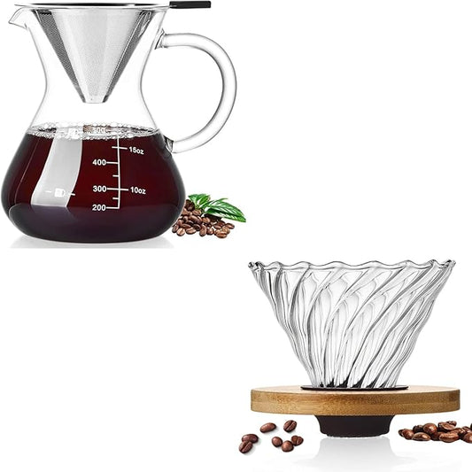 Unbreakable Pour Over Coffee Maker, Pour Over Coffee Dripper, Borosilicate Glass