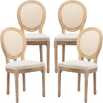 Load image into Gallery viewer, French Country Dining Chairs Set of 4, Vintage Wooden Dining Chairs with Fabric Upholstered Seat&amp;Rattan Oval Backrest,Solid Wood Legs&amp;Frame, Farmhouse Kitchen&amp;Living Room Chairs(Beige,4 Pcs)