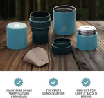 Load image into Gallery viewer, Nest Pour Over Coffee Kit | Coffee Maker for Camping | All-In-One Travel Pour Over | Transportable Dripper, Two 10oz Stainless Steel Travel Mugs | Compact Storage &amp; Adventure Ready | Everglade