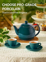 Load image into Gallery viewer, Sweese Teapots for Tea, 27 oz Porcelain Tea pot with Removable Stainless Steel Infuser, Tea Pots for Loose Tea - Dark Green