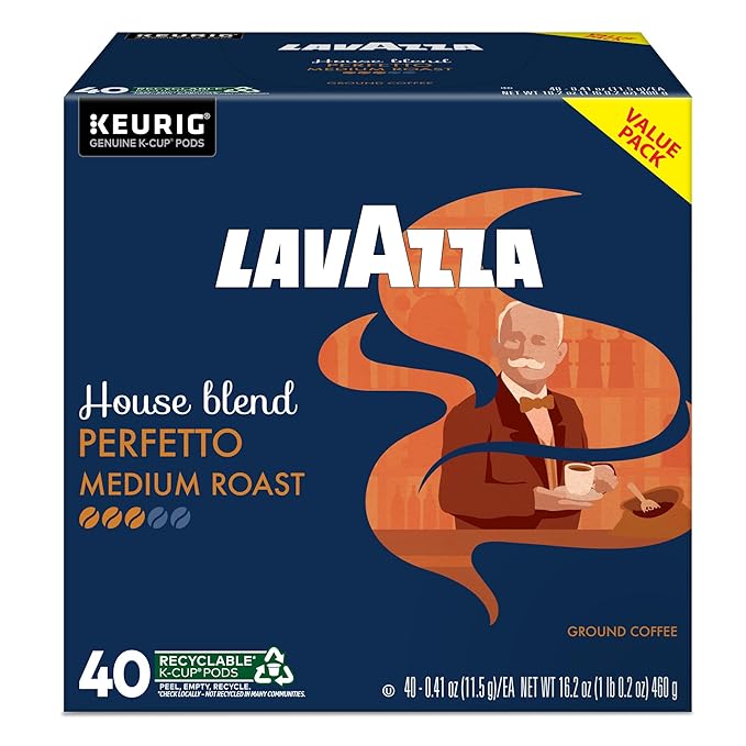 Lavazza House Blend Perfetto, Single-Serve Keurig K-Cup Pods, Medium Roast Coffee, 40-Count Box