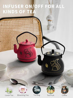 Load image into Gallery viewer, Toptier Teapot with Removable Infuser, Cast Iron Tea Kettle Stovetop Safe, Squirrel Design Tea Pot Coated with Enameled Interior for 32 Ounce (950 ml), Red