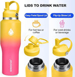Load image into Gallery viewer, SENDESTAR 40oz Stainless Steel Water Bottle(Cold for 48 Hrs, Hot for 24 Hrs),Double Wall Vacuum Insulated Bottle with Straw Lid, Spout Lid and Flex Cap, Fit in Any Car Cup Holder