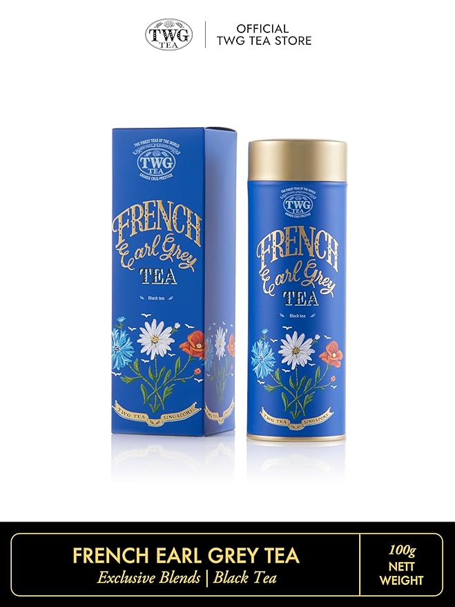 TWG Tea | French Earl Grey | Black Tea | Bergarmot & Blue Cornflowers | Haute Couture Tin, 100g | Gift Set