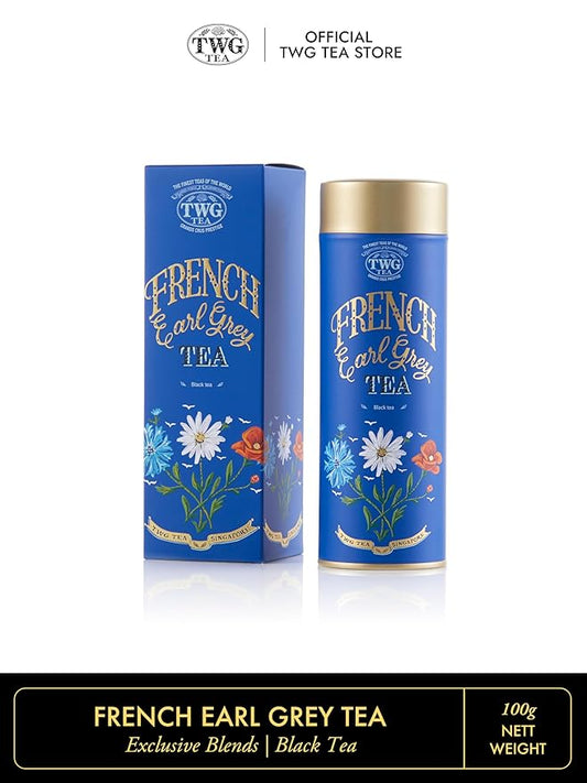 TWG Tea | French Earl Grey | Black Tea | Bergarmot & Blue Cornflowers | Haute Couture Tin, 100g | Gift Set