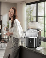 Load image into Gallery viewer, Kismile Nugget Ice Maker Countertop,35Lbs/24H Pellet Ice Machine with Chewable Ice,Self-Cleaning Pebble Ice Maker with Ice Scoop,One-Click Operation,for Home/Kitchen/Office(Black)
