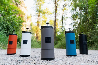 OVRLNDR Travel Coffee French Press, 24 fl.oz Capacity, Double Wall Vacuum Insulated, Easy To Clean Removable Bottom, No Spill Lid, On The Go Coffee Brewing (Obsidian)