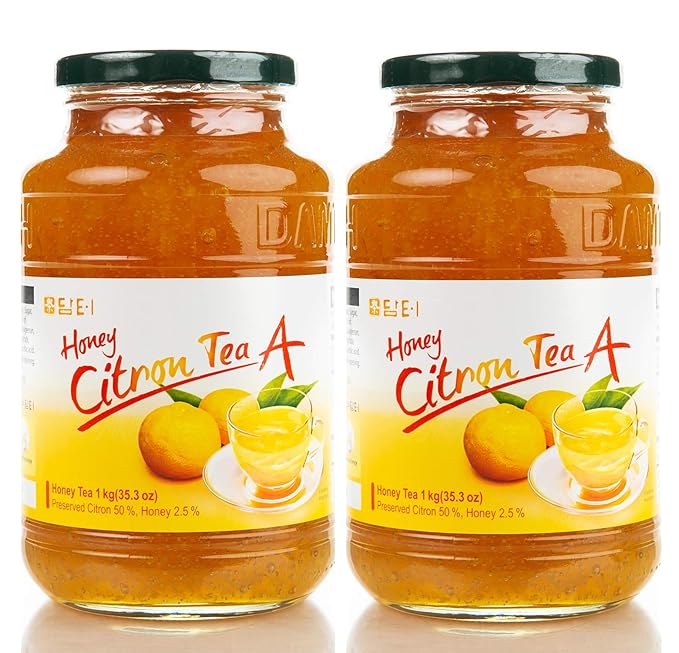 Damtuh Korean Honey Citron Tea Yuja Preserves – Natural Sweetness, No Artificial Additives, Perfect for Tea, Jam, or Salad Dressing – 2.2lb, 1000g(Pack of 2)