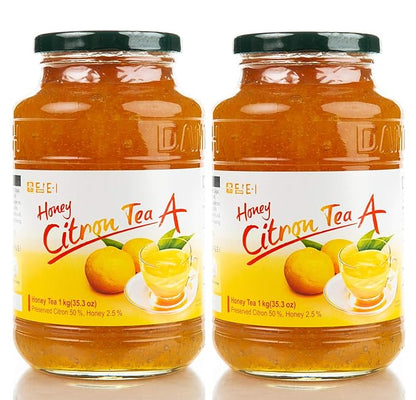 Damtuh Korean Honey Citron Tea Yuja Preserves – Natural Sweetness, No Artificial Additives, Perfect for Tea, Jam, or Salad Dressing – 2.2lb, 1000g(Pack of 2)