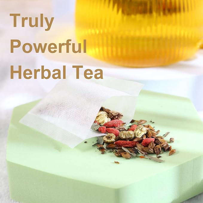 FullChea - Chrysanthemum Cassia Seed Tea Bag, 30 Pcs Teabags for Liver Detox Cleanse 5.29oz / 150g - Burdock Root, Goji Berries, Osmanthus, Dandelion, Licorice, Barley Chinese Herbal Tea