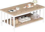 Load image into Gallery viewer, Coffee Table for Living Room with Slatted Sides Frame, Modern Farmhouse Living Room Table with 2-Tier Storage Shelf for Home Office, Apartment, 39 inch, Light Coffee