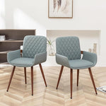 Load image into Gallery viewer, LUNLING Mid Century Modern Faux Leather Dining Room Chairs,Upholstered Seat Metal Legs Chairs Blue Faux Leather Kitchen Chair Reception Room Chair,1PCS
