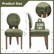 Mid-Century Modern Walnut Dining Chairs Set of 6, Vintage Green Wooden Kitchen Chairs, Retro Upholstered Velvet Cushioned Seat with Curved Backrest, Armless Accent Side Chair for Bedroom