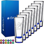 Load image into Gallery viewer, Personalized Shot Glasses Set of 8 Blue Bottom Custom 2 oz Cordial Shot Glass Initial and Name for Gifts, Weddings, Birthdays, Party, Event, Decorations