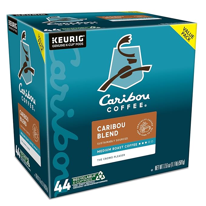 Caribou Coffee Caribou Blend Keurig Single-Serve K-Cup Pod, Medium Roast Coffee, 44 Count(Pack of 1)