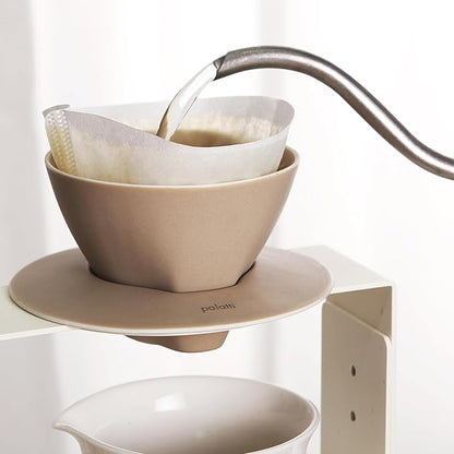 palatti Terra Porcelain Pour Over Coffee Dripper, Ceramic Pour Over Coffee Maker, Adapt to 102 or #2 Trapezoid Cone Filters, Slower Flow Rate, Interchangeable Wall and Base, 1-4 cups