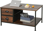 Load image into Gallery viewer, SENIG Coffee Table with Drawers, Coffee Table for Living Room, 2-Tier Coffee Tables with Storage Drawers，Brown Coffee Tables for Small Spaces, Rectangle Wood Ttable, Metal Side End Table