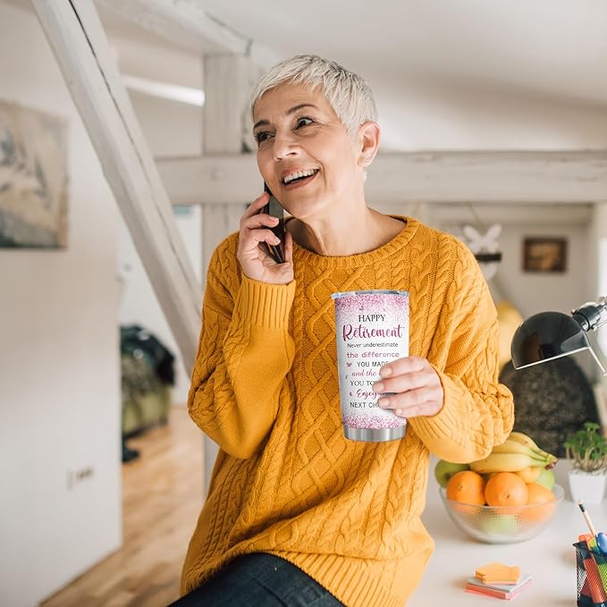 ZANIION Retirement Gift for Woman 2025 Tumbler 1PC, Best Retirement Gifts Ideas, Retirement Gifts Mug, Retired Gifts for Women, Retirement Party Decorations, Farewell Gifts for Coworkers Cup 20oz