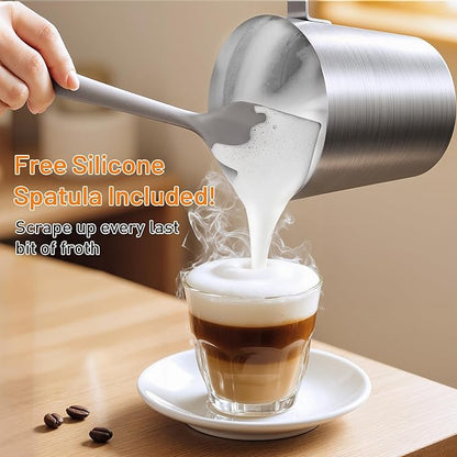Secura 4-in-1 Automatic Milk Frother, 17oz Teflon-Free Stainless Steel Jug, Hot/Cold Foam Maker & Milk Warmer for Latte, Cappuccino, Macchiato, Hot Chocolate, Includes Silicone Spatula & 2 Whisks