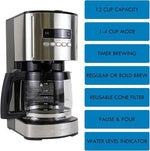 Load image into Gallery viewer, Kenmore Drip Coffee Maker - Programmable Cafe Machine With Glass Pot, Regular &amp; Bold Brew, Auto Shut Off Large Water Reservoir, Reusable Filter, Kitchen Appliances For Cafeteria Barista, 12 Cup Black