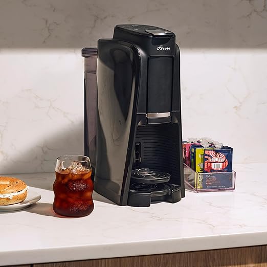 Flavia Aroma Brewer Bundle with 84 Freshpacks and 1 Merchandiser - Coffee Machine, Makes Coffee, Lattes, Tea, and other Hot or Iced Beverages with Single-Serve Freshpacks, Multiple Brew Sizes, Black
