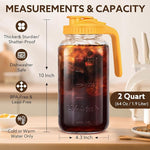 Load image into Gallery viewer, Glass Pitcher with Lid, 64 OZ Mason Jar Pitcher Double Leak Proof, 2 Quart Breast Milk Storage Containers for Fridge, Wide Mouth Glass Jar for Sun Tea, Juice, Cold Brew Coffee