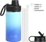 Load image into Gallery viewer, DRINCO Stainless Steel Water Bottle Spout Lid Vacuum Insulated Double Wall Water Bottle Wide Mouth (40oz 32oz 22oz 18oz 14oz) Leak Proof Keeps Cold or Hot (14 oz, 14oz Morning Sky Blue)