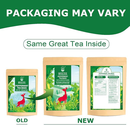 WT WEETEE Peppermint Tea Bags, Made with 100% Pure Peppermint, Fresh Minty Flavour Herbal Tea, Naturally Caffeine Free, 100 Count