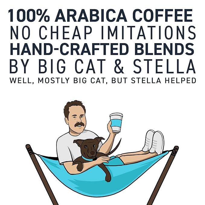 Stella Blue Whole Bean Coffee, Positive Vibes Blend, Light Roast Vanilla, Fruity Notes 100% Arabica Beans, Ethically Sourced from Central and South America, Smooth Balanced, 12oz Bag