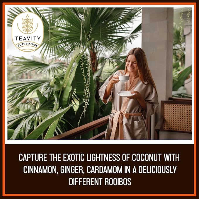 Coconut Island Teavity Organic Ginger Cinnamon Cardamom Rooibos Tea Pods for Keurig (12 Pods)