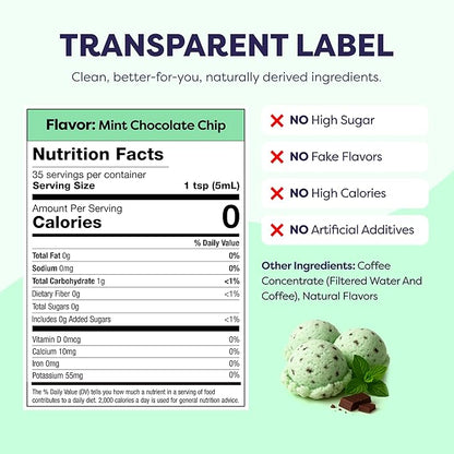 Coffee Concentrate - Limited Release Flavors - Cold Brew Coffee, Perfect for Hot or Iced Instant Coffees, Hot Drinks, Cold Brew Concentrate, 35 Servings - Mint Chocolate Chip