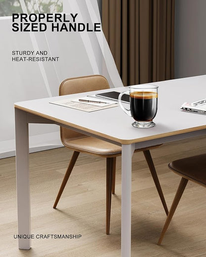 LUXU 24 OZ Glass Coffee Mugs (Set of 2), Large Clear Mugs With Handles for Hot and Cold Beverages, Durable for Tea, Cappuccino, Latte, Juice, Milk, Hot Chocolate, Beer