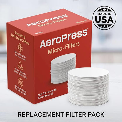 AeroPress Coffee Maker White Paper Micro-Filters, Compostable Coffee Filters Made From White, Chlorine-Free Paper, Fits Standard Size AeroPress Manual Coffee Makers, 350 Count