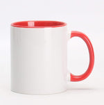 Load image into Gallery viewer, 11oz White Ceramic Sublimation Coffee Mug With Solid Colors Inside and Handle， Mixed 6 Colors of Black, Red, Blue, Yellow, Green and Pink, Case of 6