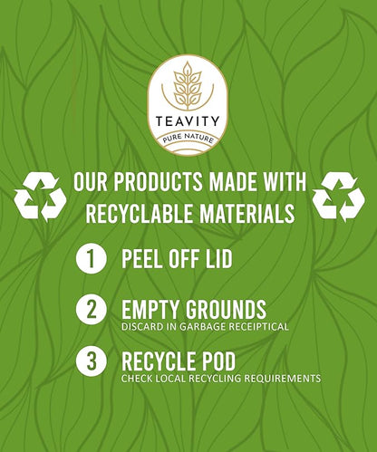 Organic Green Tea Pods for Keurig - Unsweetened Green Tea for K Cup Machines by Teavity (24 Tea Pods)