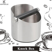Italian Espresso Tapping Box, Stainless Steel Coffee Grinding Tapping Box, With Detachable Tapping Rod And Anti Slip Rubber Base (Silver-S)