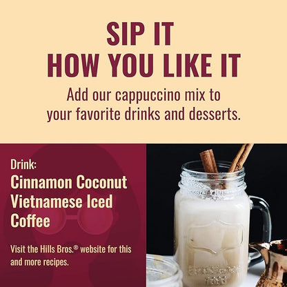 Hills Bros. Cappuccino Mix – Rich, Frothy Coffeehouse-Tasting Instant Drink Mix – Quick and Easy Preparation – Perfect for Hot & Iced Drinks & Creaming Coffee – French Vanilla, 1 Pack of 52oz