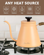 Load image into Gallery viewer, Harriet Gooseneck Kettle with Thermometer for Pour Over Coffee and Tea, 37 fl oz, Stainless Steel, Durable 3-Layer Base, Ideal Spout for Precision Pouring, Compatible with all Stove Tops, Peach